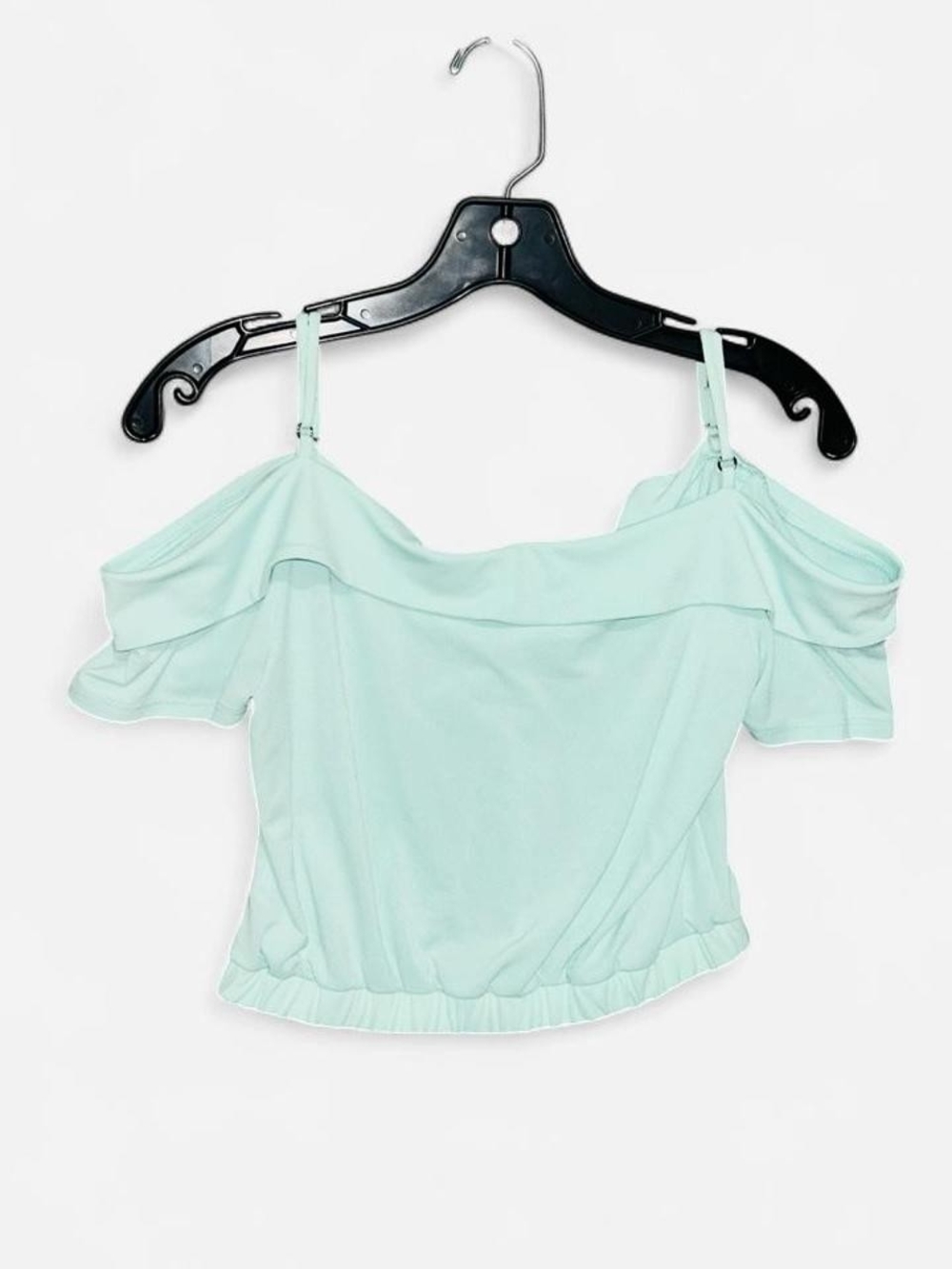 Express Mint Ruffle Crop Top - Picture 3 of 4